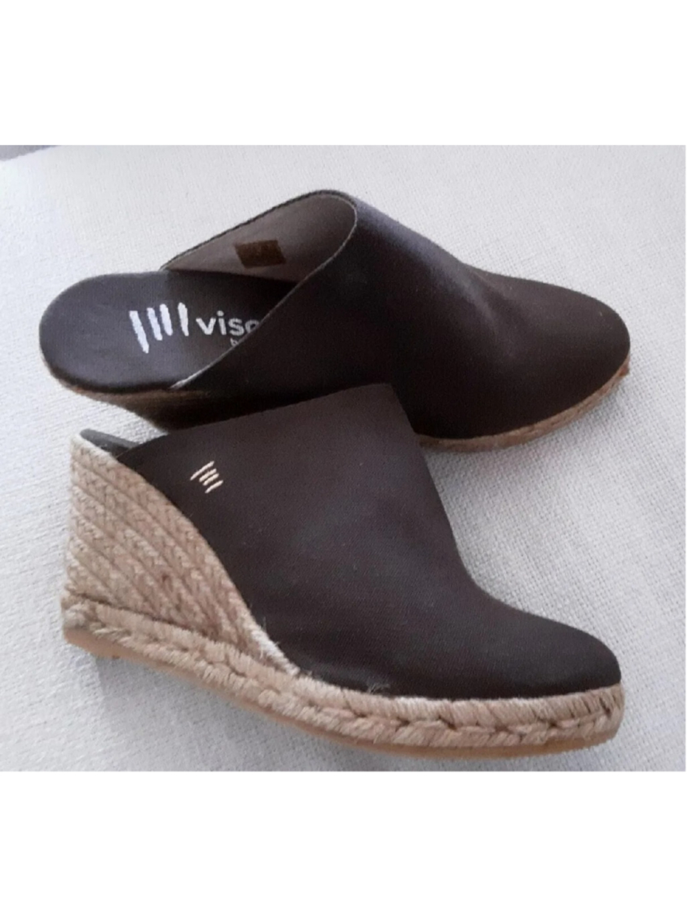 VISCATA-ESTRETA- ESPADRILLES •SPAIN•BROWN CANVAS•3" JUTE WEDGE••SZ 10•PERFECTO!